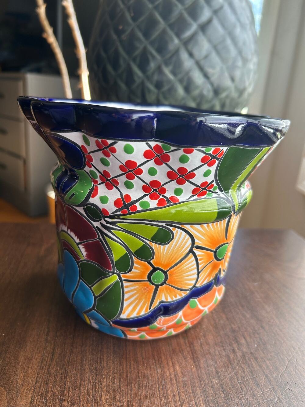 7” Handmade Mexican Talavera Ceramic Planter
